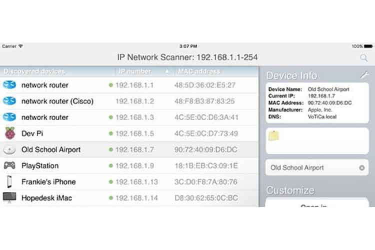 Mit der Apple TV App IP Network Scanner List lassen sich alle Geräte im lokalen Netzwerk ausfindig machen