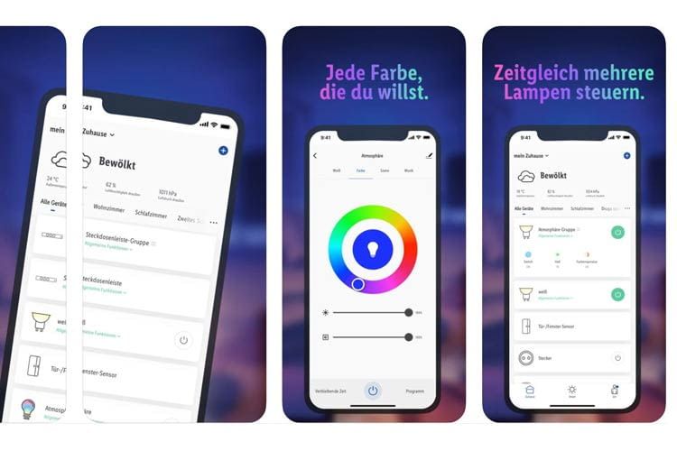 Über die Lidl App lassen sich z. B. die Leuchtfarben vernetzter smarter Lampen ändern