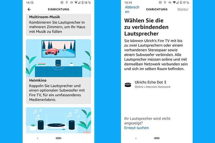 Im zweiten Schritt teilen wir in der Alexa App mit, das wir eine Heimkino-Gruppe mit dem Echo Dot 3 erstellen wollen