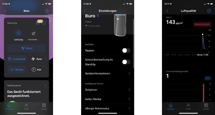 Die App des Philips Luftreinigers ist praktisch und nutzerfreundlich