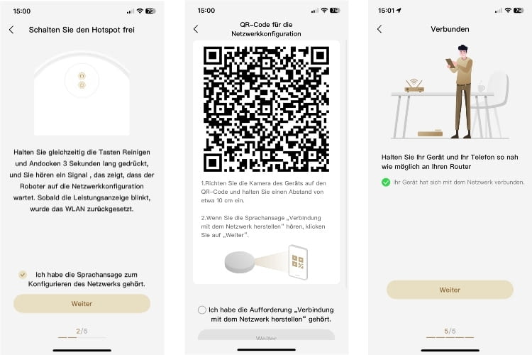 Die Einrichtung in der App lief gewohnt reibungslos