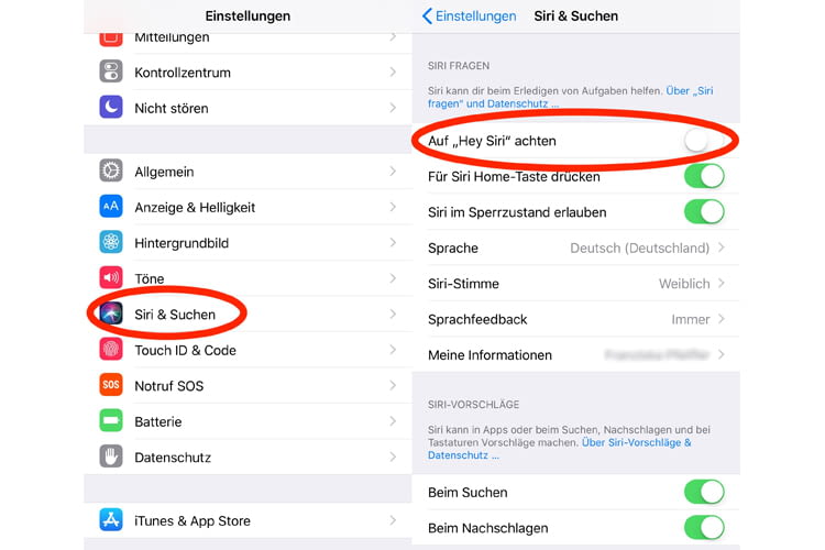 Datensicherheit: Die Siri-Nutzung über den Sperrbildschirm lässt sich einfach deaktivieren