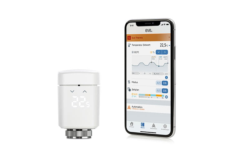 Eve Thermo si collega al centro di controllo Apple HomeKit tramite Bluetooth.