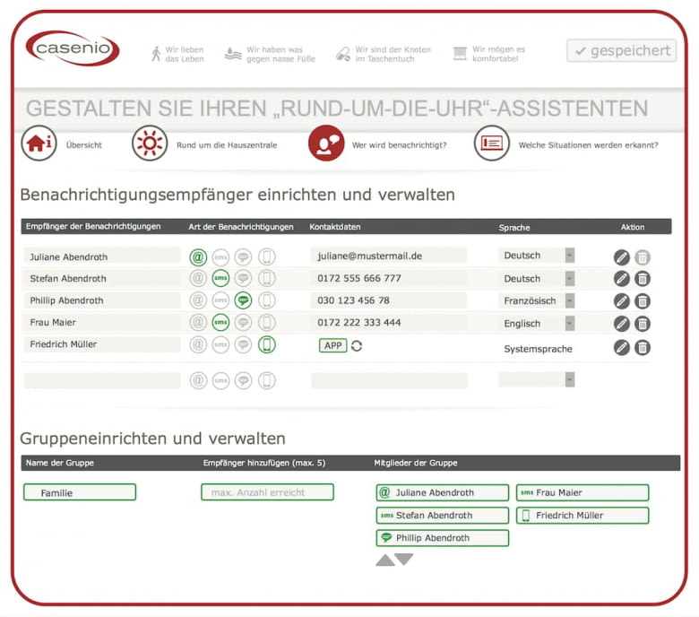 casenio Assistenzsystem - Abbildung Online Service Portal