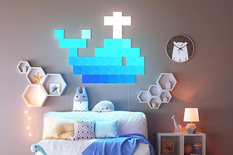 Smart wall panels wrap every room in atmospheric light scenes