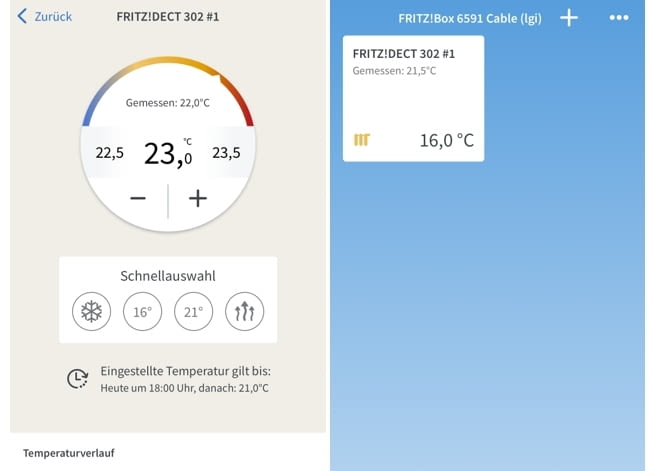 Die App für den Fritz!DECT 302 im Überblick