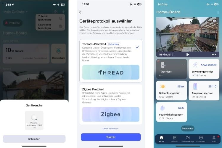 Die Einrichtung ist einfach und sobald der FP300 registriert ist, werden die verschiedenen Sensoren einzeln angezeigt