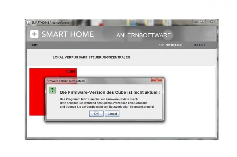Die Firmware des Cube braucht gegenenfalls ein Update