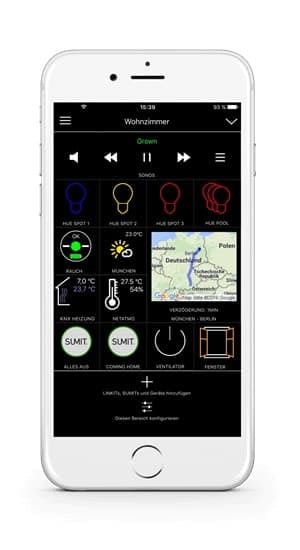 Dashboard der iHaus 2 App auf einem Smartphone