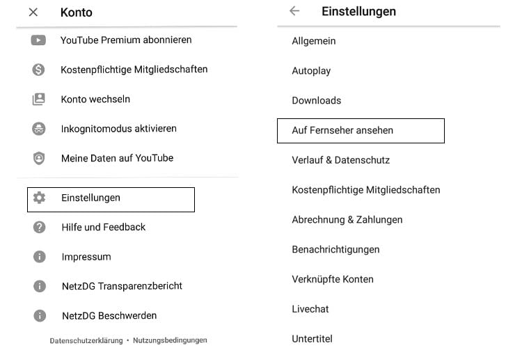 Über die YouTube App gelangen Nutzer zu "Auf Fernseher ansehen" und können dann auf Echo Show YouTube Videos casten