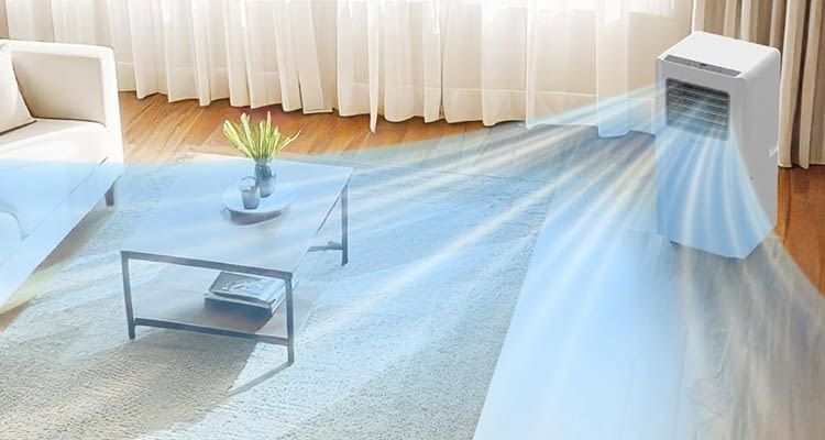 Diese mobile Klimaanlage erreicht eine Leistung von 9.000 BTU pro Stunde