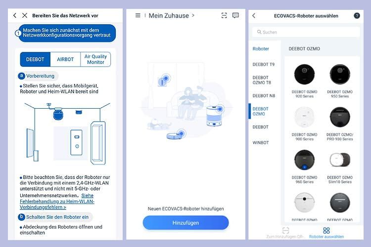 Die Einrichtung der ECOVACS App ist in wenigen Schritten durchführbar