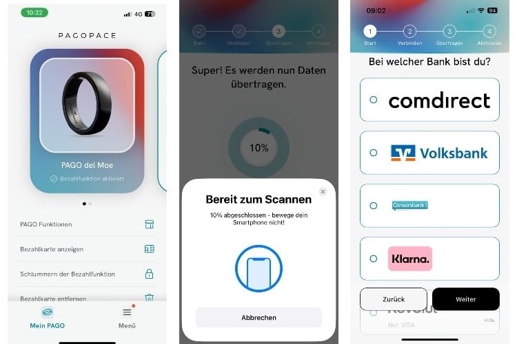 Über die Pagopace App wird man durch die Einrichtung geleitet.