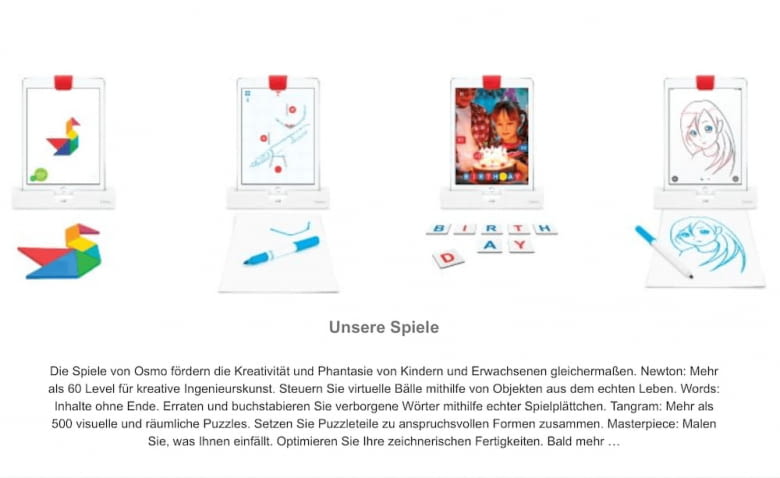 Osmo Coding Spiele - Newton, Words, Tangram und Masterpiece