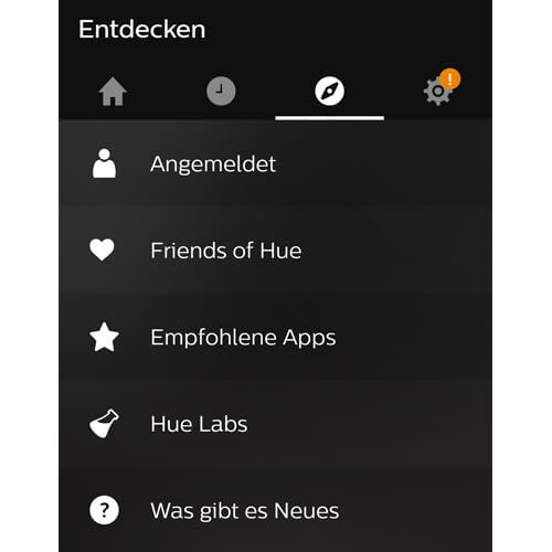 Le funzioni di Hue Labs sono un po' nascoste nell'app Hue.