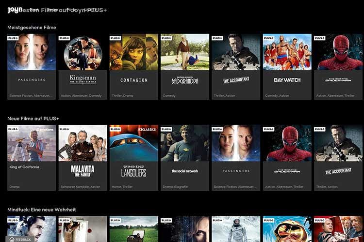 Das Joyn Plus+ Filmangebot muss sich nicht verstecken und bietet für jeden etwas