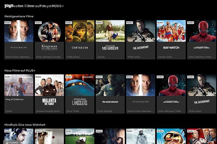 Das Joyn Plus+ Filmangebot muss sich nicht verstecken und bietet für jeden etwas