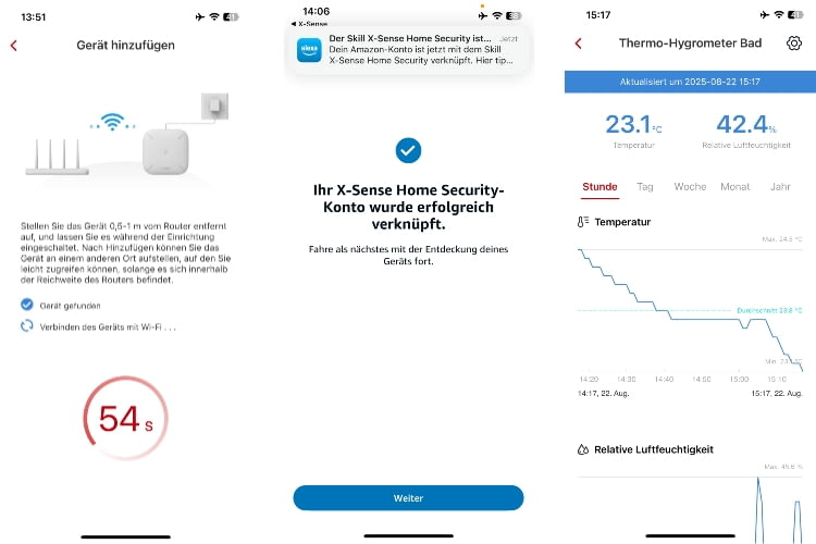 Die Einrichtung - auch bei Alexa - war einfach und schnell. Die X-Sense App ist sehr übersichtlich