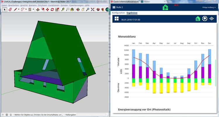 Nachhaltige Energieplanung im Architekturbüro: Die Monatsbilanz des entworfenen Modells