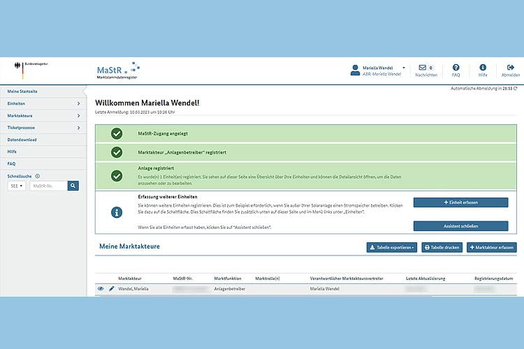 Wir bewerten das Markstammdatenregister Dashboard als sehr übersichtlich