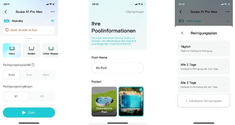 Aiper Scuba X1 Pro Max Steuerung per App ist sehr nutzerfreundlich