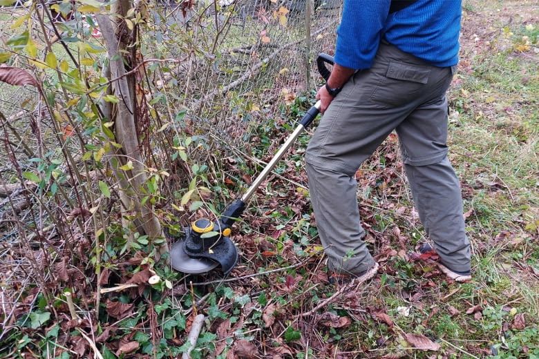 Mit dieser speziellen Schneidklinge lassen sich sogar junge B&auml;umchen umm&auml;hen