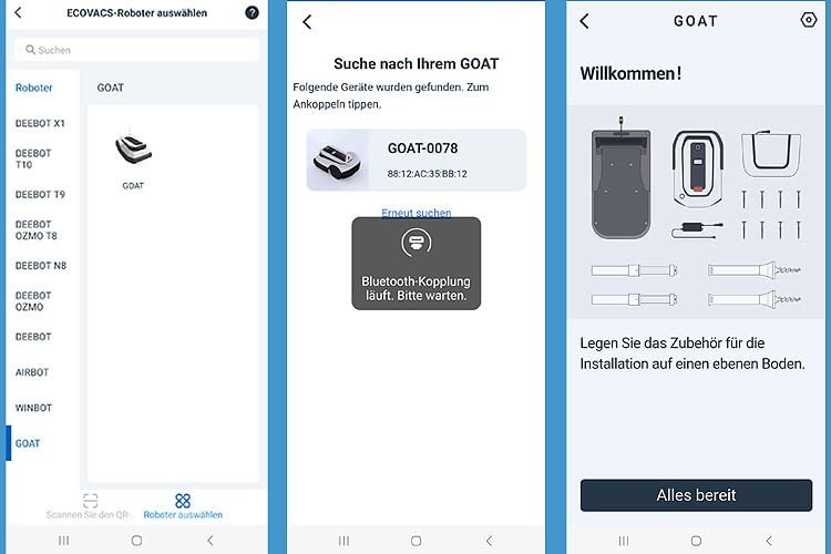 Hier sind einige Screenshots eines Test-Modells zu sehen, das per App installiert wurde