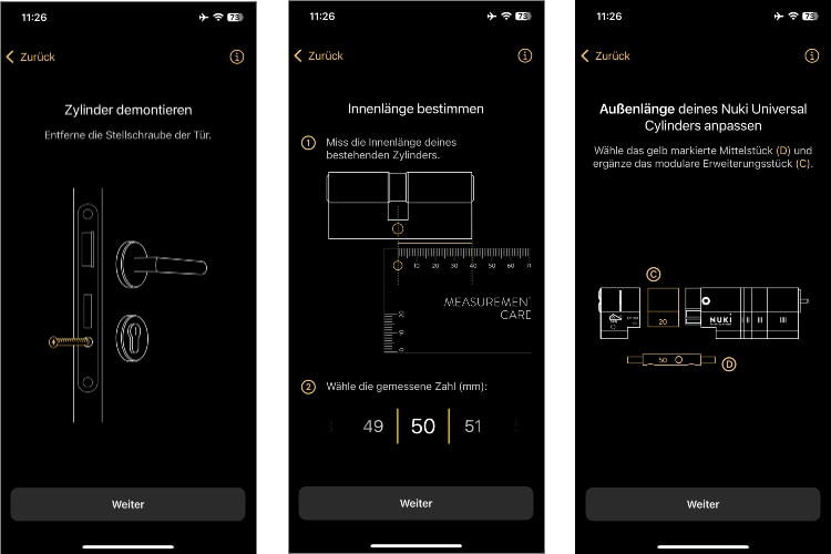 Die Nuki App führt gut und detailliert durch die Montage