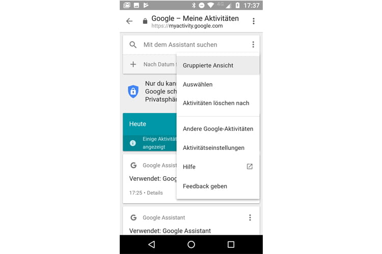 google assistant verlauf und