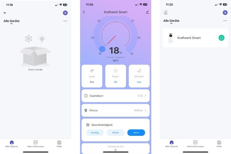 Die Klarstein App ist übersichtlich gestaltet und bietet alle Einstellungsmöglichkeiten