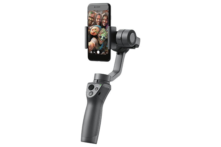 Im Griff eingelegte Bedienknöpfe im DJI OSMO MOBILE 2 Gimbal erleichtern die Kamera-Bedienung