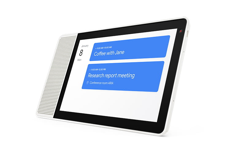 Mentre l'assistente Google legge gli appuntamenti del calendario, il Lenovo Smart Display può anche visualizzarli