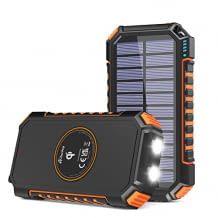 Wasserdichte Wireless Solar Powerbank mit 26800mAh, Solar Ladegerät USB C sowie externem Akku mit 4 Outputs.