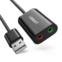 Ergänzt per USB-Anschluss den Computer um einen Mikrofoneingang und einen Audioausgang