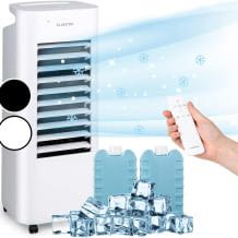 5-in-1 mobiles Klimagerät mit Nachtmodus, Leisem Ventilator, Luftkühler, Luftbefeuchter & Luftreiniger. Mit Fernbedienung und Timer-Funktion.
