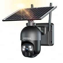 Outdoor-Überwachungskamera mit Solar, 2K Farb-Nachtsicht, 355°/95° Schwenkbar, PIR Erkennung sowie 2-Wege-Audio.