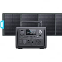 Tragbare Powerstation mit 268Wh und 120PV faltbarer Solarpanel, AC Ausgängen und Unterstützung bis zu 200W solarer Eingangsleistung.