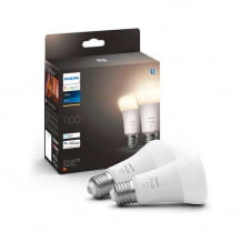 2er Pack Philips Hue White Standard-Lampen mit E27-Sockel und mit 1100 Lumen. Für die smarte Lichtsteuerung.