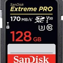 SD-Speicherkarte mit bis zu 170 MB/Sek. Übertragungsgeschwindigkeiten. Perfekt für Aufnahmen von 4k UHD-Videos.