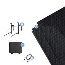 Starter-Paket aus 2 Solarmodulen, Halterungen, Wechselrichter und allen nötigen Anschlusskabeln