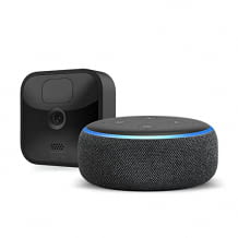 Batteriebetriebene  und witterungsbeständige HD-Überwachungskamera mit intelligentem Lautsprecher Echo Dot (3. Gen.)