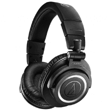 Cuffie over-ear con modalità a bassa latenza, accoppiamento multipoint, pulsanti funzione e durata della batteria di 50 ore.