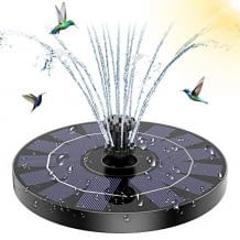 Solarbrunnen inklusive 10 schnell wechselbaren Aufsteck-Düsen für abwechslungsreiche Wassereffekte.