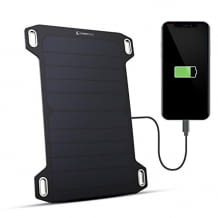 Wasserfestes Solar Ladegerät mit 5 Watt Leistung, Power Indication Color,  Auto-Restart Funktion und nur 158g Gewicht.