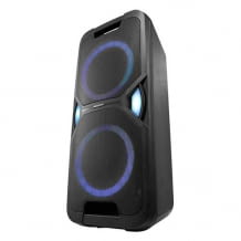 Bluetooth Soundsystem mit Partylautsprecher, Sound-Voreinstellungen, Bass-Anhebung und Display. Mit Karaokefunktion.
