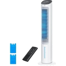 Wasserkühlung, leise, Turmventilator mit Kühlung, 40-Zoll Ventilator, Verdunstungskühler mit 80° Schwenkfunktion, 3 Modi, 4 Geschwindigkeiten, Fernbedienung