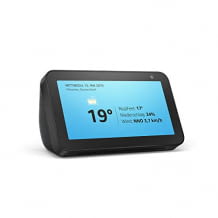 Kompaktes 5,5 Zoll großes Smart Display mit Alexa für Videoanrufe, Smart Home Steuerung oder Schritt-für-Schritt-Rezepte.