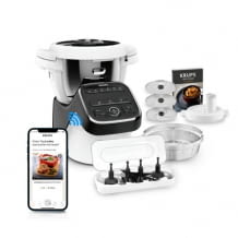 Küchenmaschine mit 12 Automatikprogrammen und manuellem Modus zum Erstellen eigener Rezepte, 1550 W und 3 l Volumen.