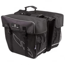 Reißfeste Doppeltasche für Gepäckträger mit Tragegriff und Reflexstreifen