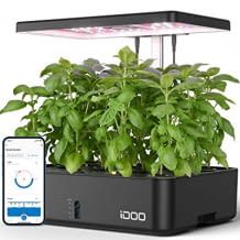 WiFi Smart Garden mit LED-Pflanzenlampe, Ventilator, automatischem Timer, Indoor Kräutergarten Kit, 12 Hülsen und höhenverstellbarer Hydrokultur.